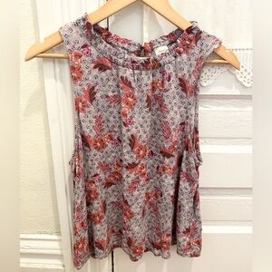 Roan + Ryan Floral Boho Crinkle Gauze Sleeveless Top Made USA XS